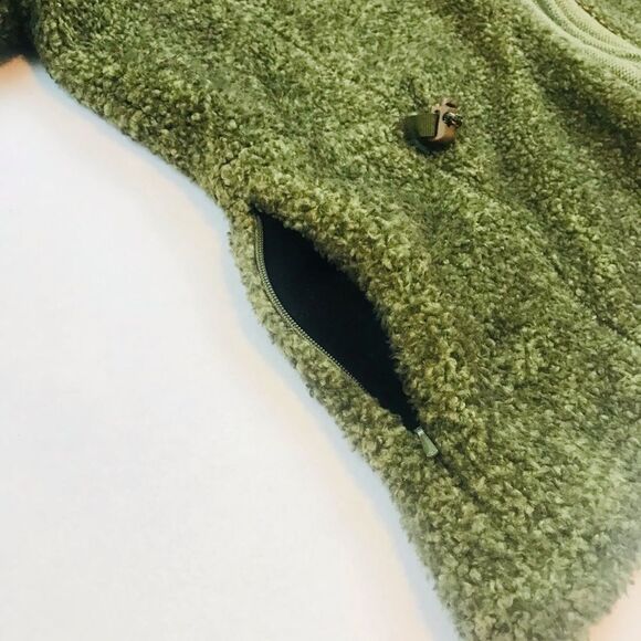 Woolrich Vintage Olive Green Zip Down Sherpa Fleece - Women’s Medium - Picture 7 of 10